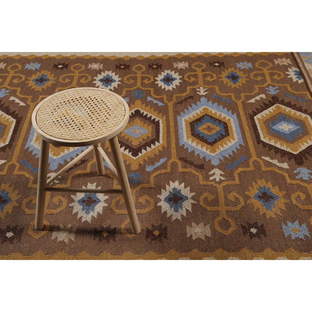 Tapis en laine kilim tissé main , VALERE brun, WECON HOME