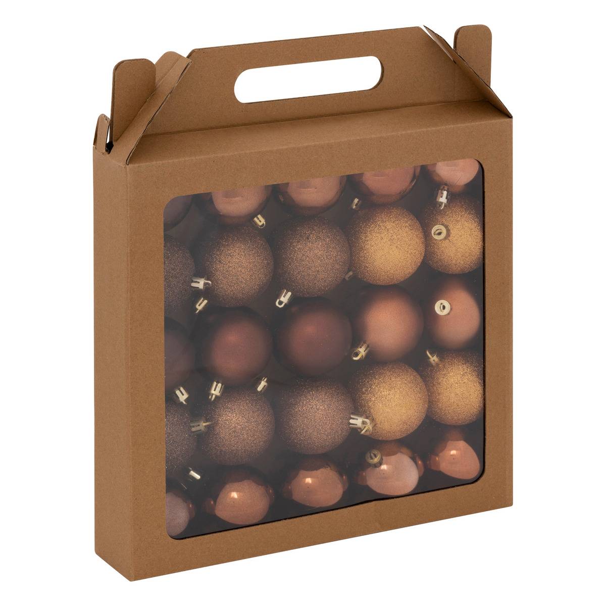 Lot de 25 boules de Noël D.6 cm JOKLI marron, ATMOSPHERA
