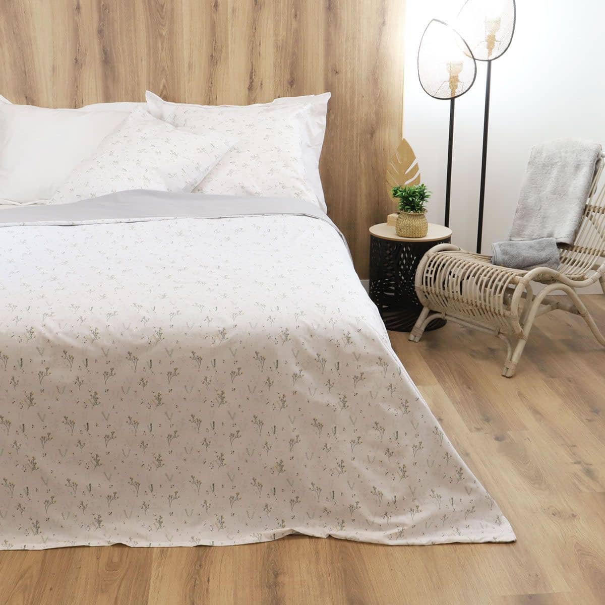 Parure housse de couette coton 120 gr JADE gris, LINANDELLE