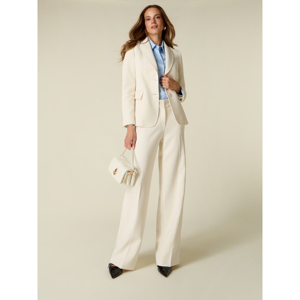 Pantalon palazzo taille haute blanc, OLTRE