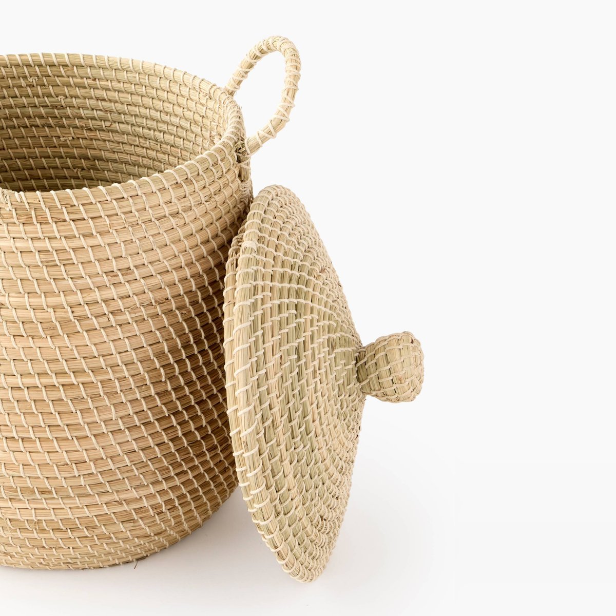 Panier de rangement tressé, 36x41cm / 42X52cm, en jonc de mer et coton naturel, MONOPRIX