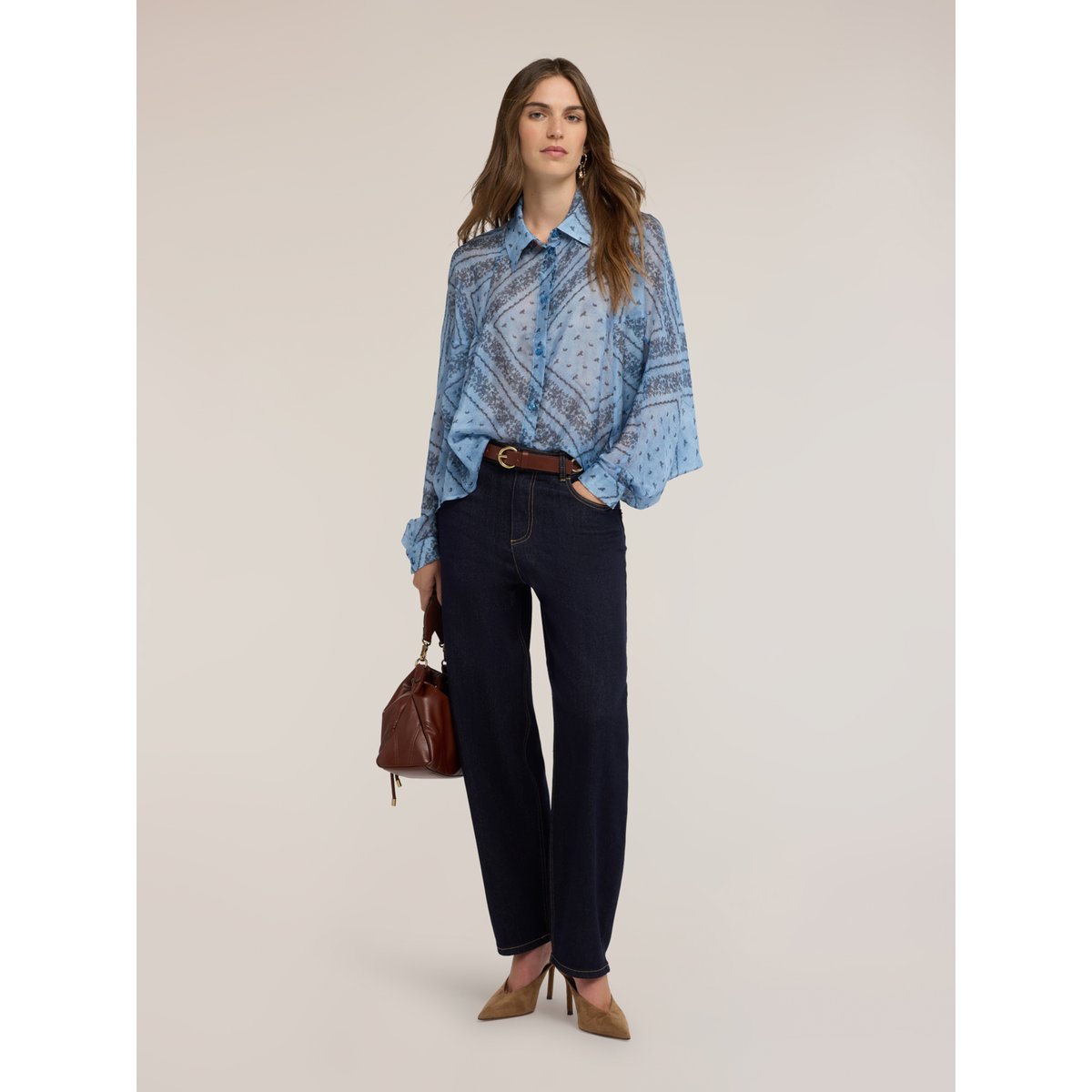 Blouse oversize avec imprimé light - blue, MOTIVI