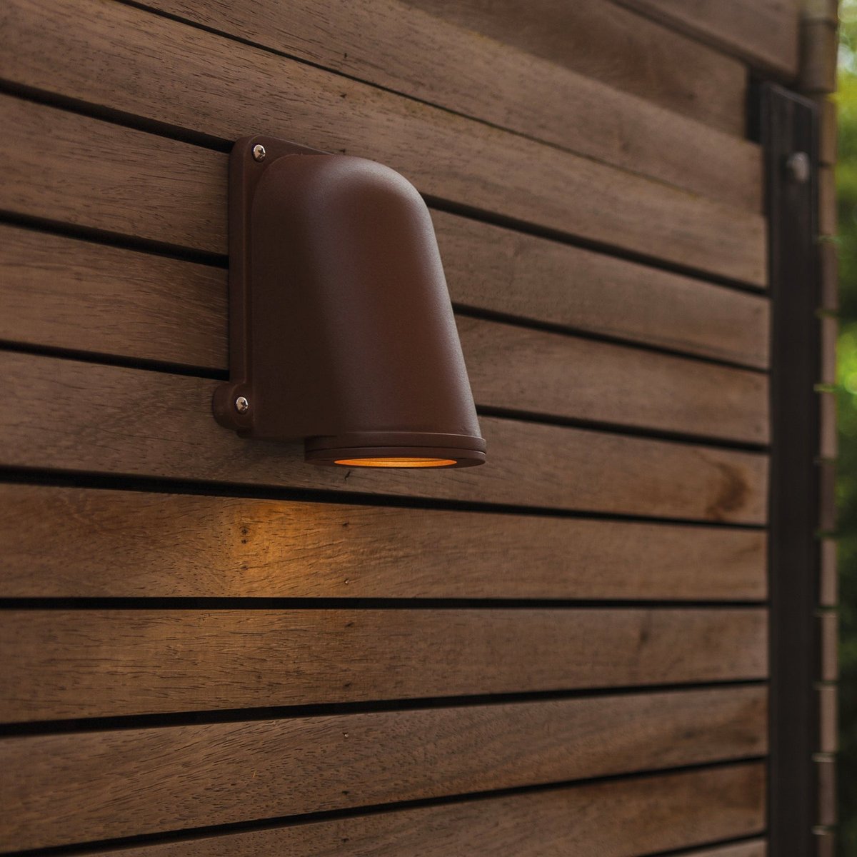 Applique murale d'extérieur sur secteur ANCOR aluminium corten culot GU10 H14,6cm matt brown, LUMISKY