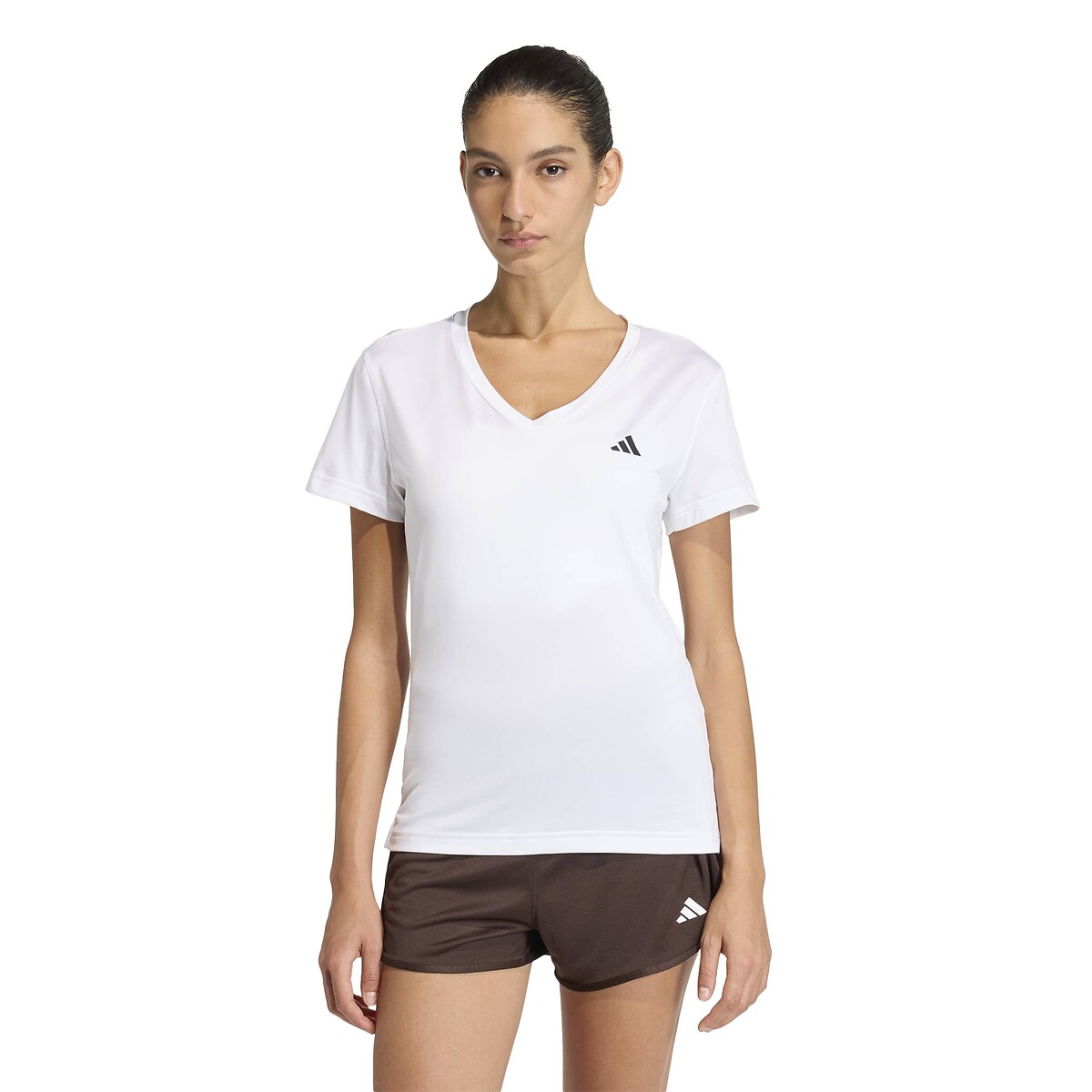 T-shirt de sport col V Essentials blanc, adidas Performance
