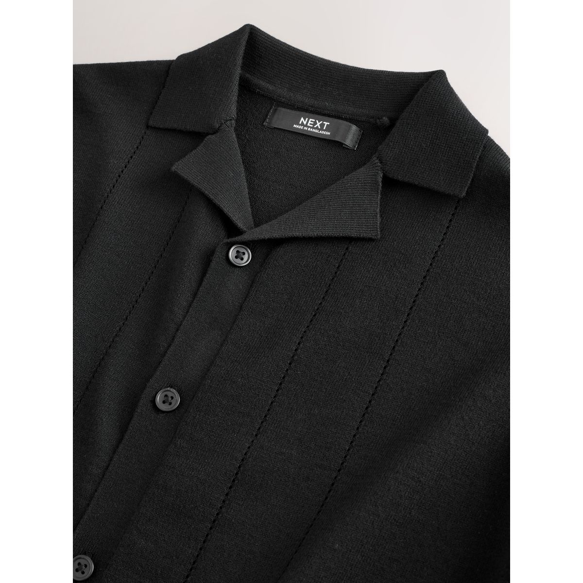 Polo avec revers de col en maille noir, NEXT
