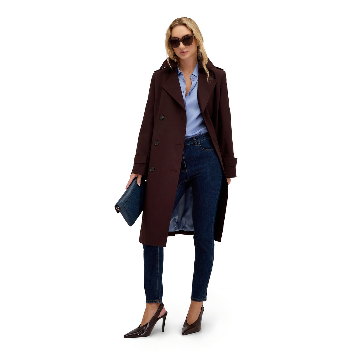 Trench-coat croisé marron, MOTIVI