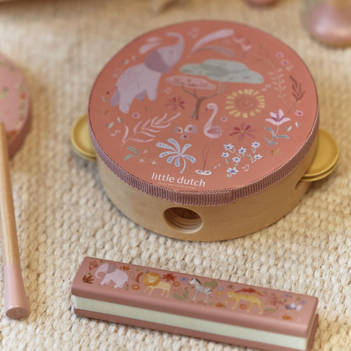 Set de musique rose, multicolore, bois, LITTLE DUTCH