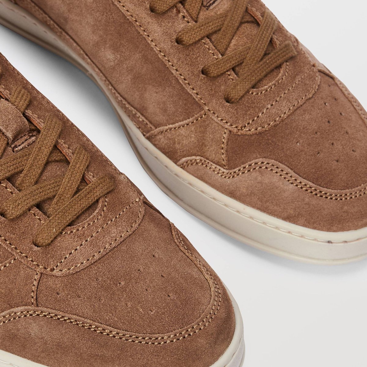 Baskets en cuir camel, MONOPRIX