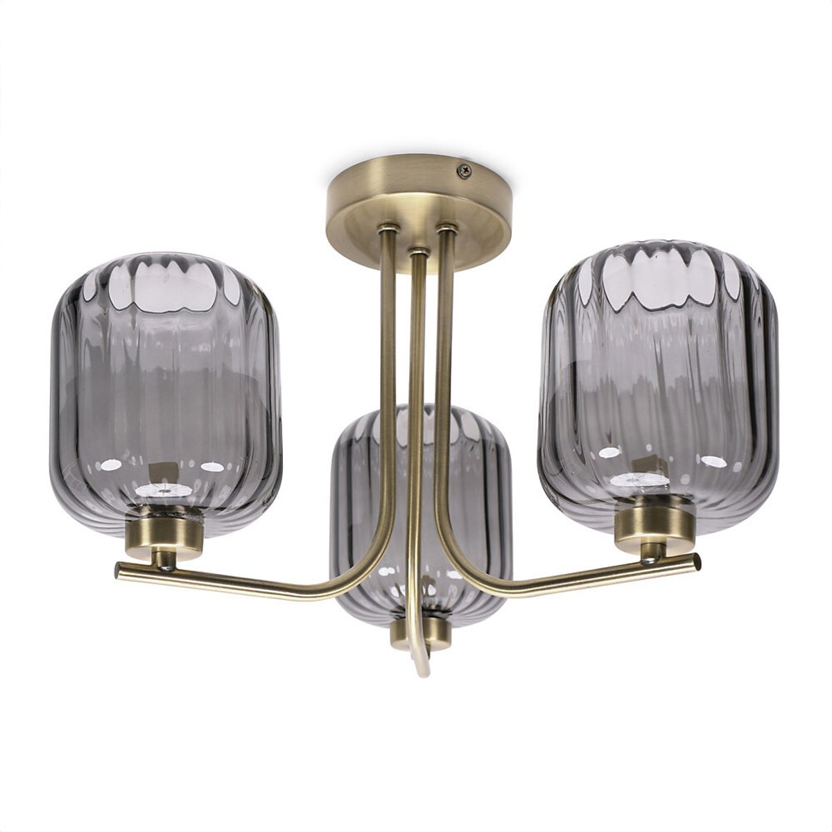 Aurelia 3-Light Ribbed Glass Ceiling Light gold-coloured, SO'HOME