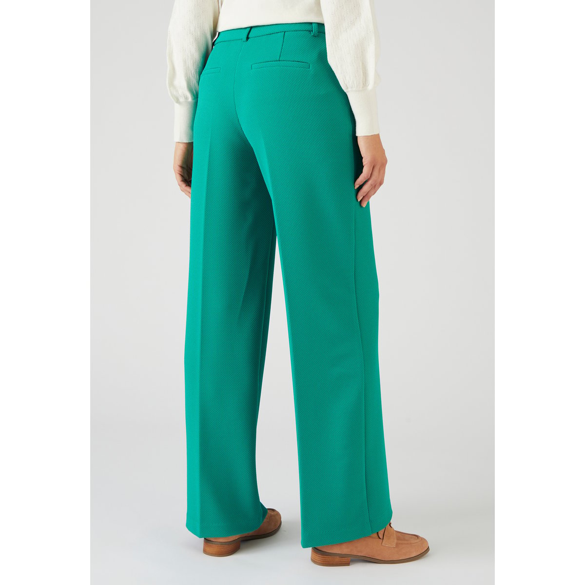 Pantalon large maille nid d'abeille vert golf, DAMART