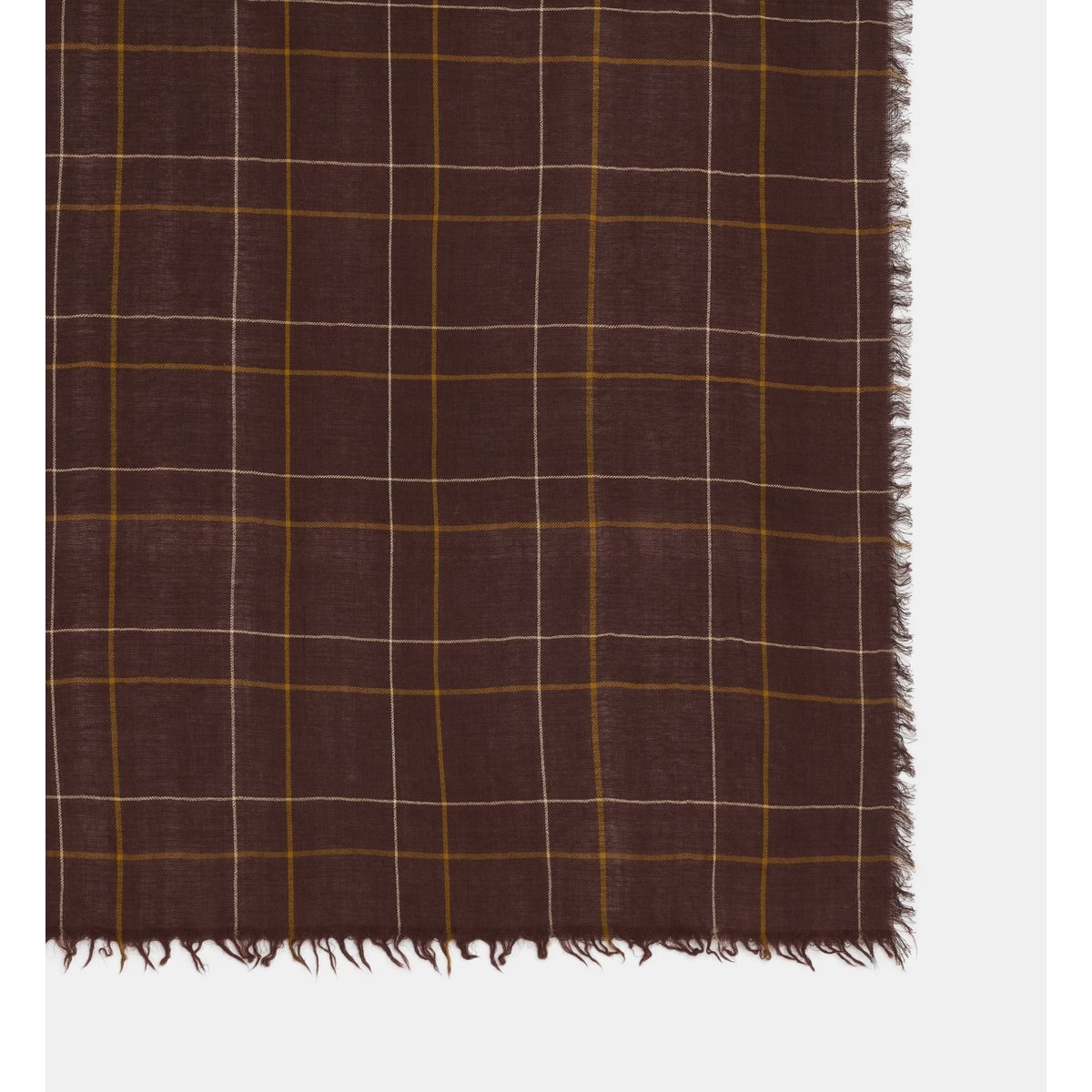 Carré selma à carreaux en laine et coton marron, GALERIES LAFAYETTE