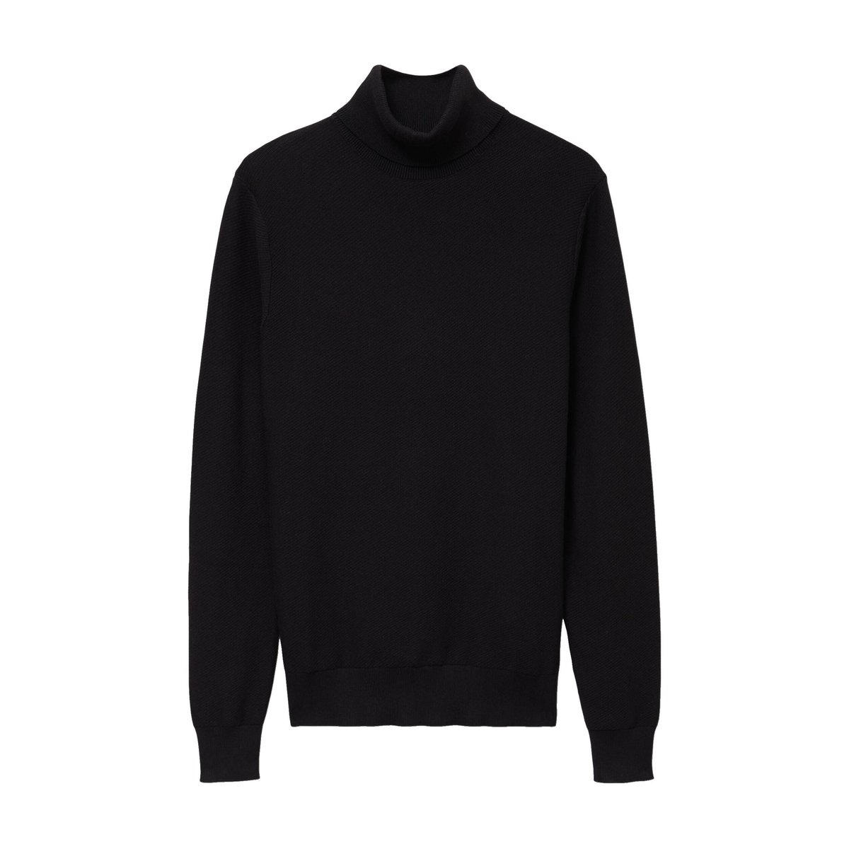 Pull fin col montant manches longues noir, BONOBO
