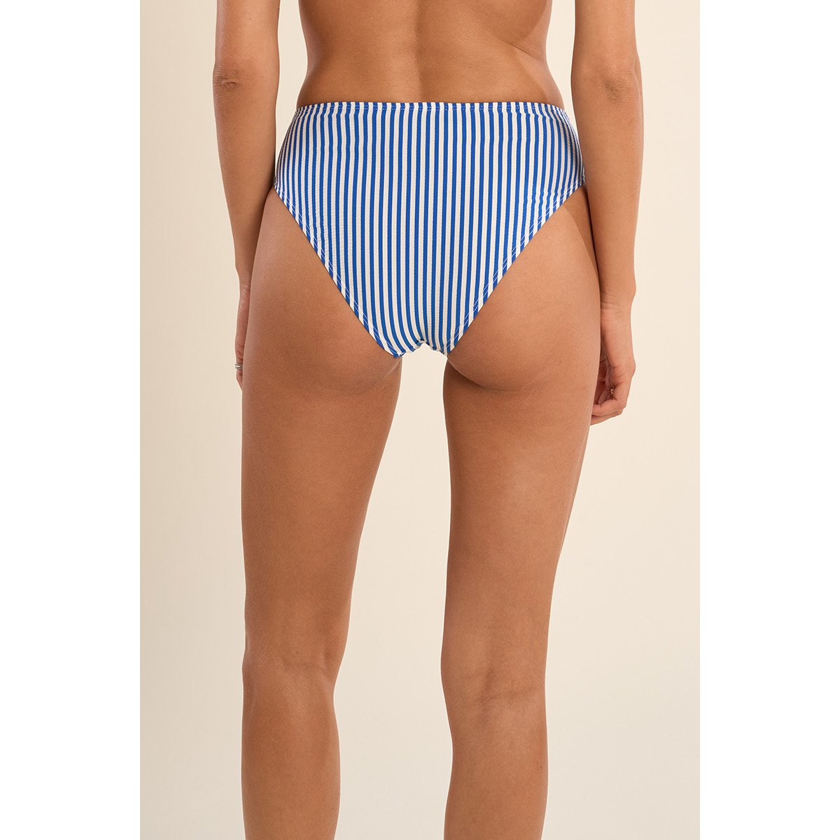 -Bas de maillot de bain taille haute, rayé bleu, MOLLY BRACKEN