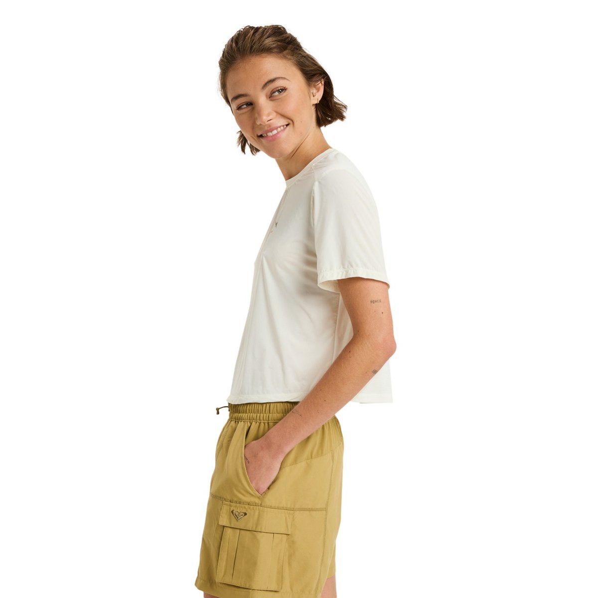 T-Shirt de sport, manches courtes, col rond, . blanc whisper white, ROXY