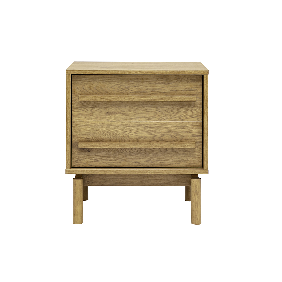 Table de chevet finition bois chêne 2 tiroirs YSEULT chêne clair, MILIBOO