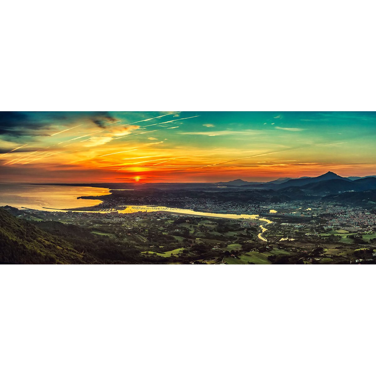 Tableau coucher de soleil pays basque tableau alu dibond, HEXOA