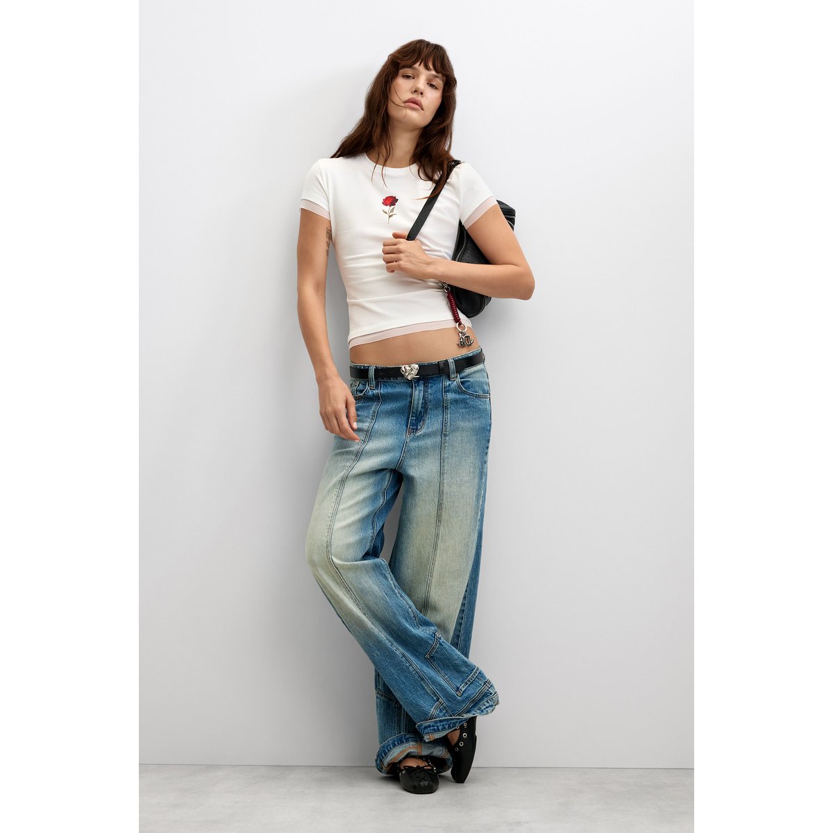 t-shirt rose à manches courtes blanc, DESIGUAL