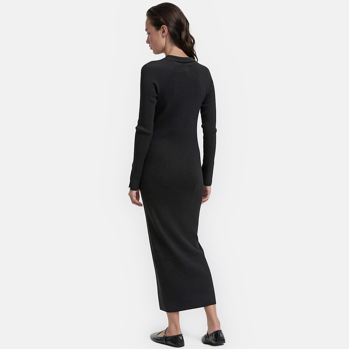 Long Sleeve Polo Collar Maxi Jumper Dress black, LA REDOUTE COLLECTIONS