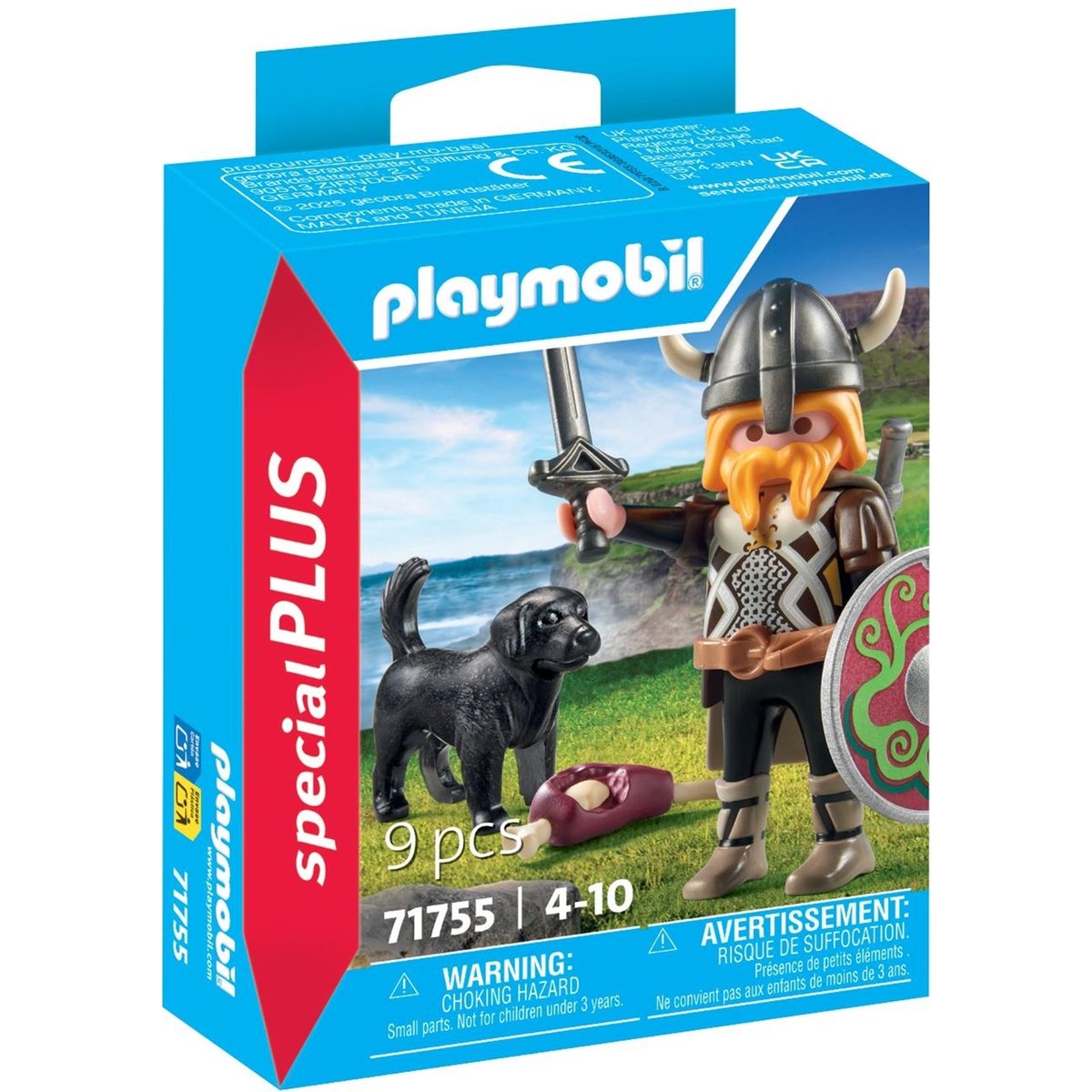 Viking avec son chien, bouclier, casque et armes multicolore, PLAYMOBIL