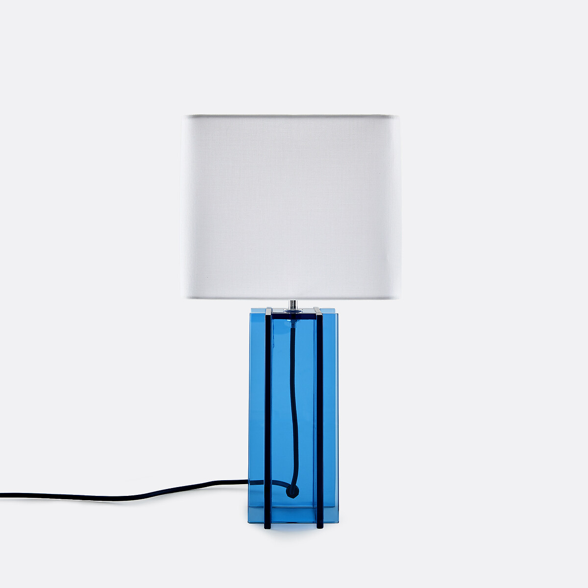 Bimo Table Lamp in Colourful Glass and Linen blue, LA REDOUTE INTERIEURS