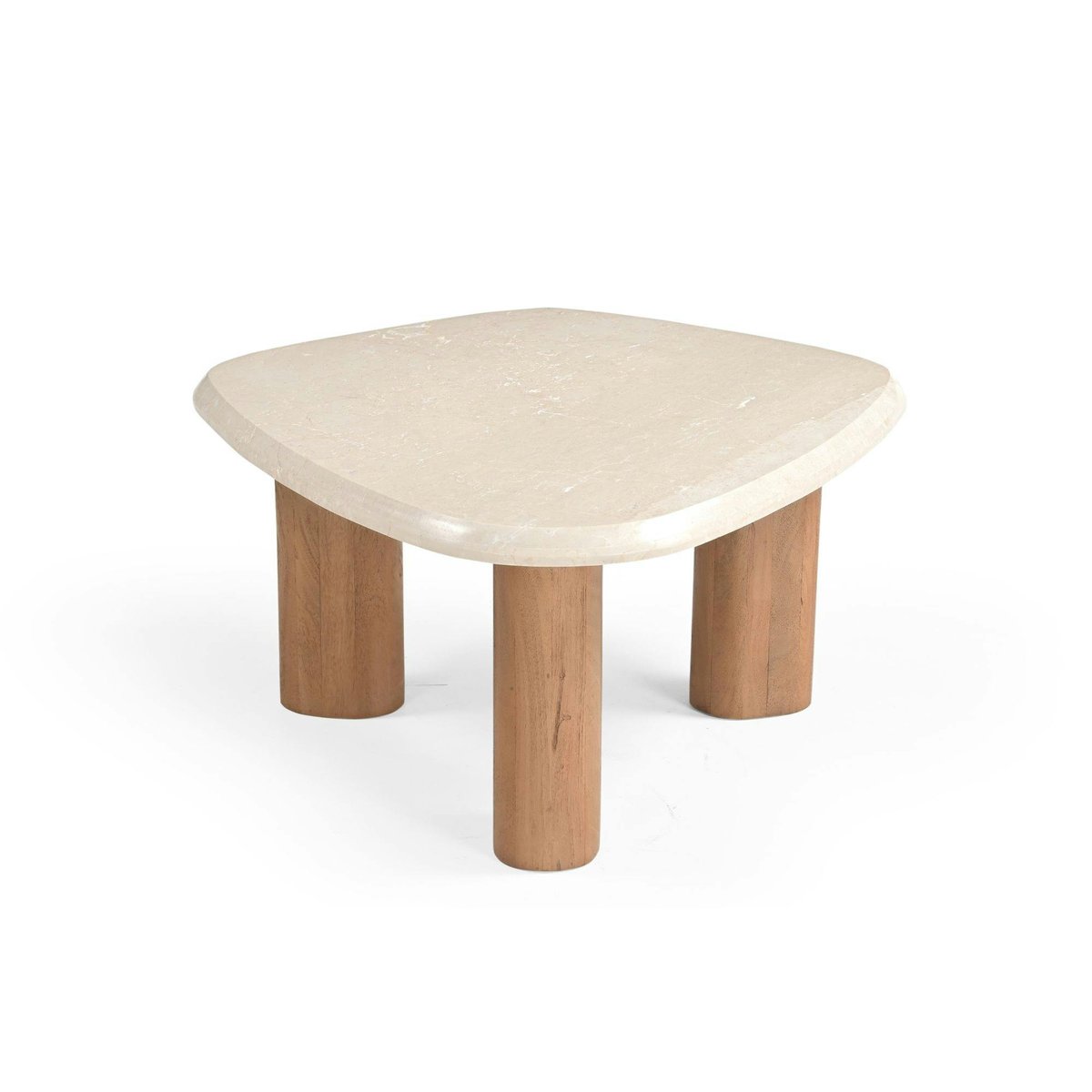 Table basse travertin bois design organique DUOMO beige, PIER IMPORT