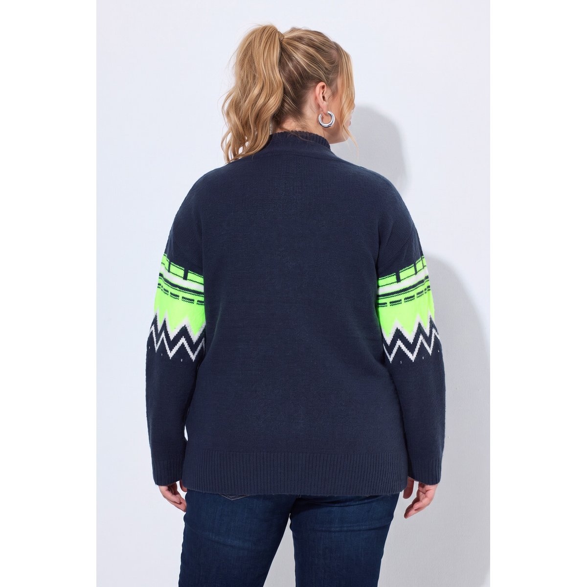 Cardigan motif norvégien vert fluo, ULLA POPKEN
