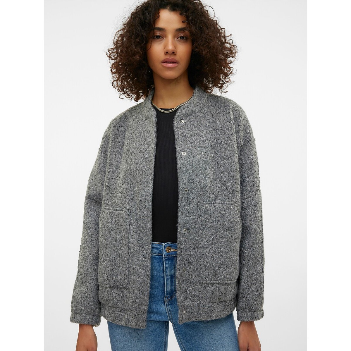 Bomber court, coupe ample gris, VERO MODA