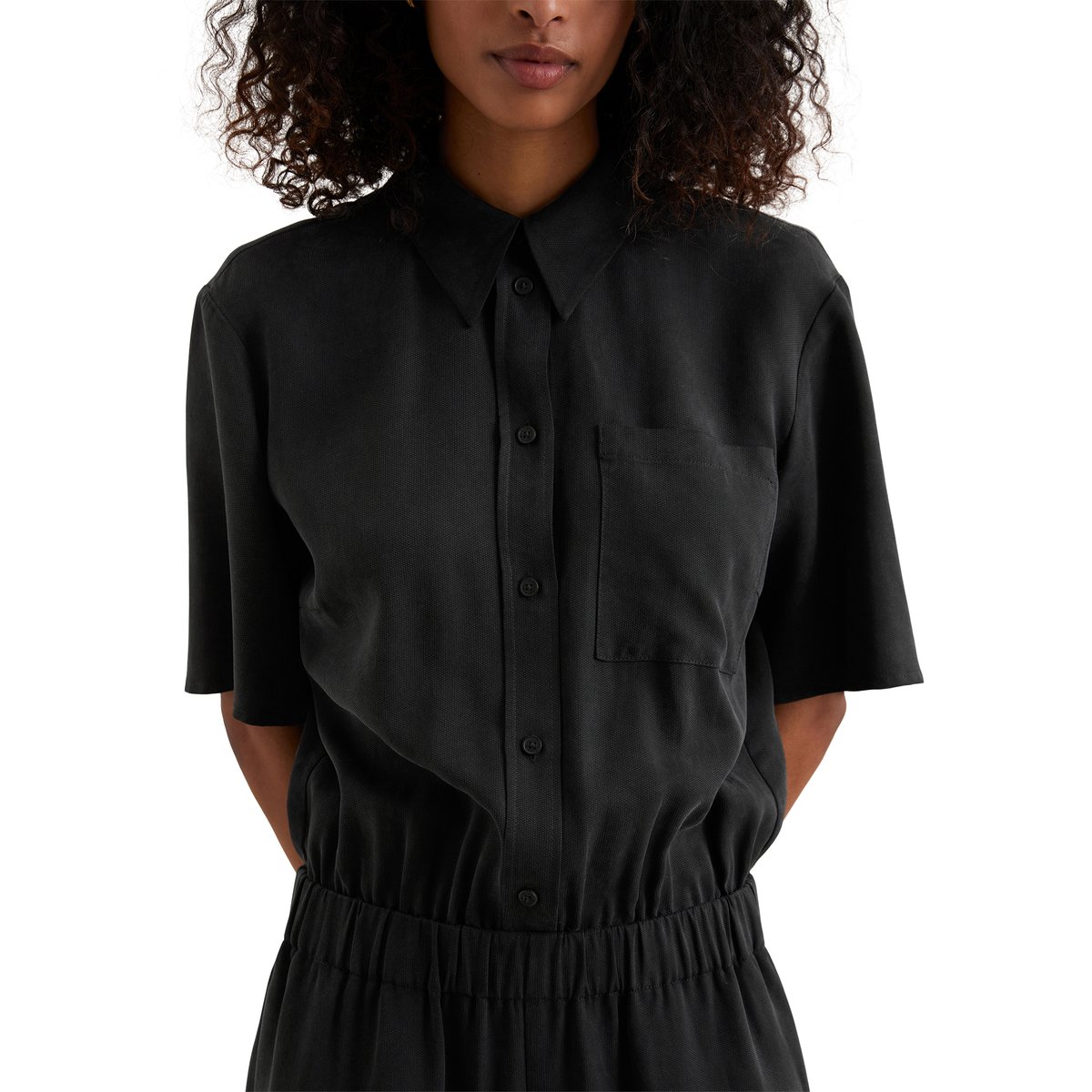 Jumpsuit relaxed en lyocell LENZING™ noir, MARC O’POLO DENIM