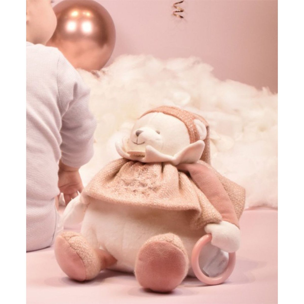 DOUDOU 25 ANS - OURS ROSE Pantin d'activités couleur unique, DOUDOU ET COMPAGNIE