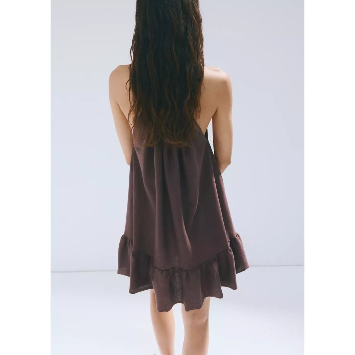 Robe maille col froncé lie de vin, MANGO