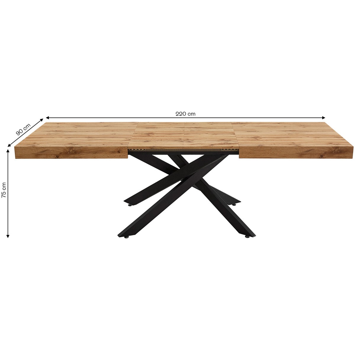 Table à manger extensible décor bois 4/8 personnes - ELENA bois, HOMIFAB