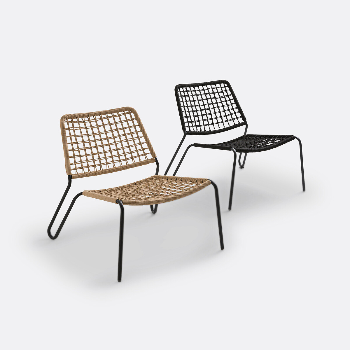 Fauteuil de jardin bas en corde tressée, Masix naturel/noir, LA REDOUTE INTERIEURS