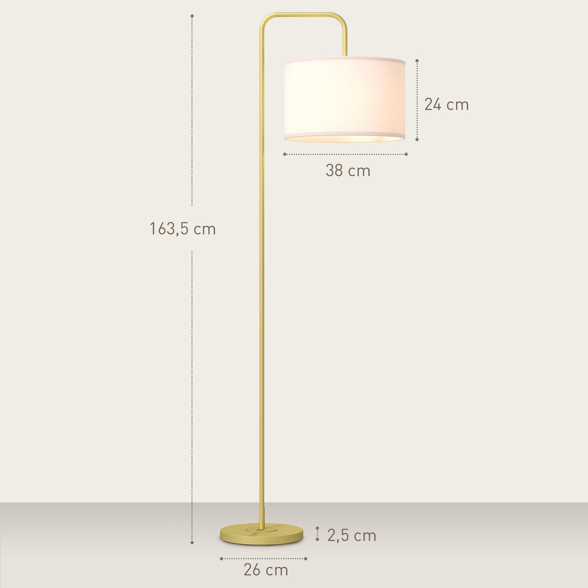 Lampadaire Acier Or jaune, HOMCOM