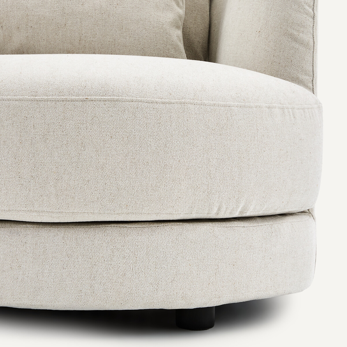 Demi-canapé droit, arrondi, modulable en toile chinée, TIBERIO ivoire, AM.PM