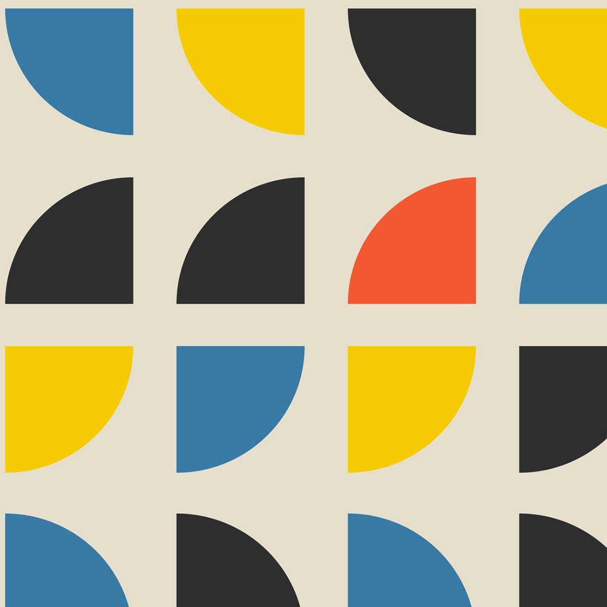 Affiche encadrée bauhaus formes colorées modernes affiche + cadre en métal - noir, HEXOA