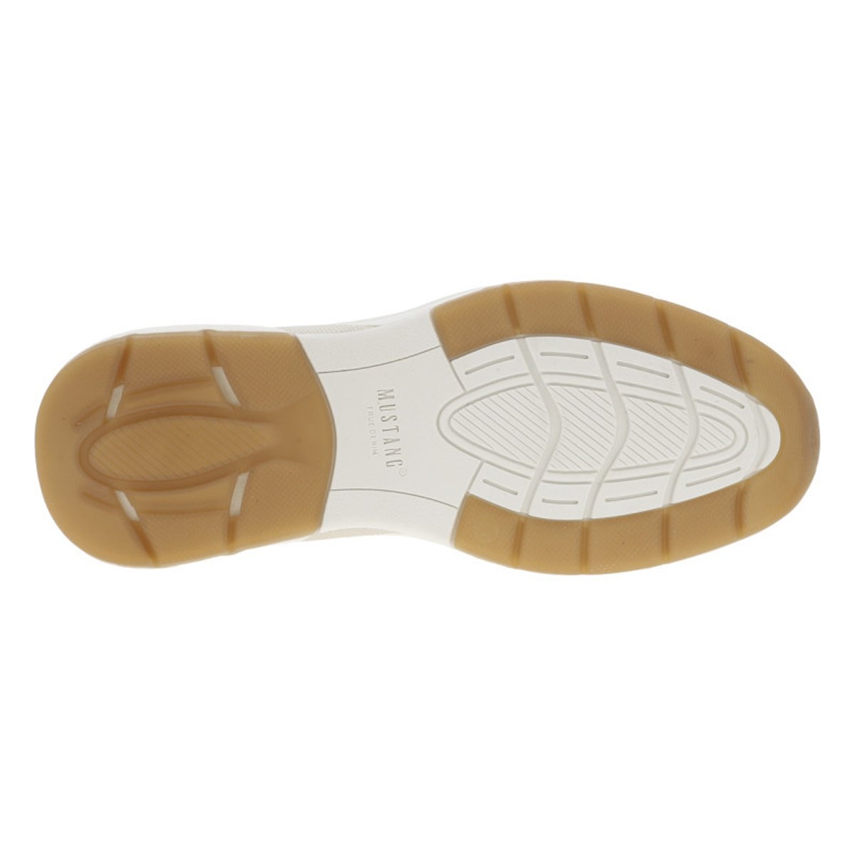 Baskets running beiges en tressage avec un zip et des lacets plats à rayures beige, MUSTANG
