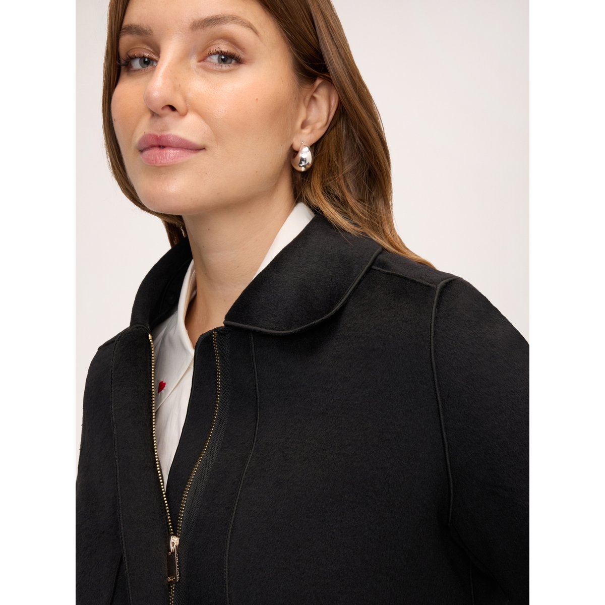Manteau avec col à paillettes noir, FIORELLA RUBINO