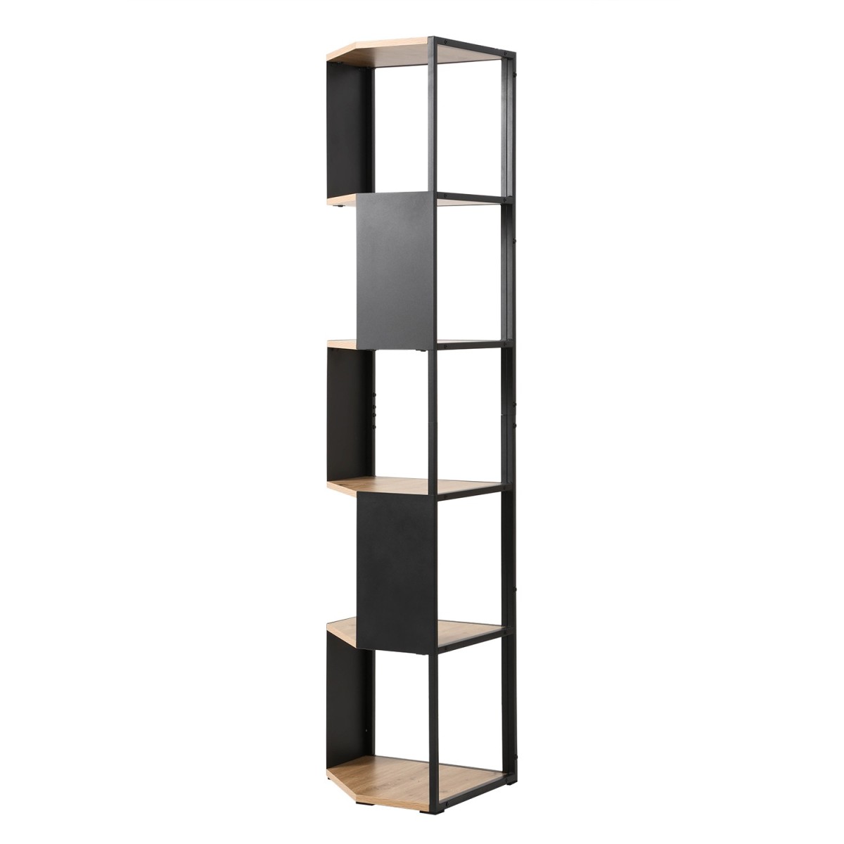 Etagère d'angle 5 niveaux EKLO bois clair, CALICOSY