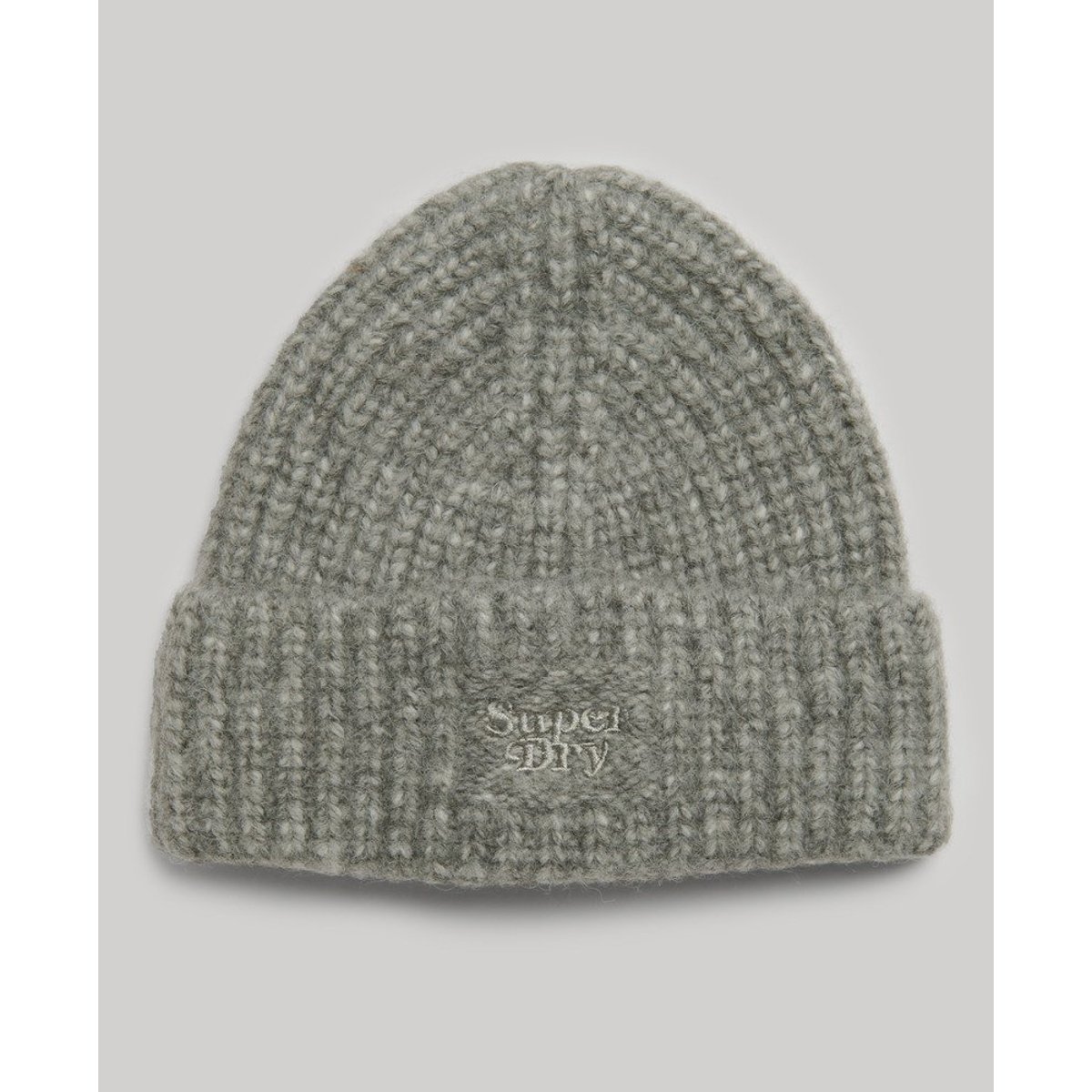Bonnet en maille côtelée gris chiné, SUPERDRY