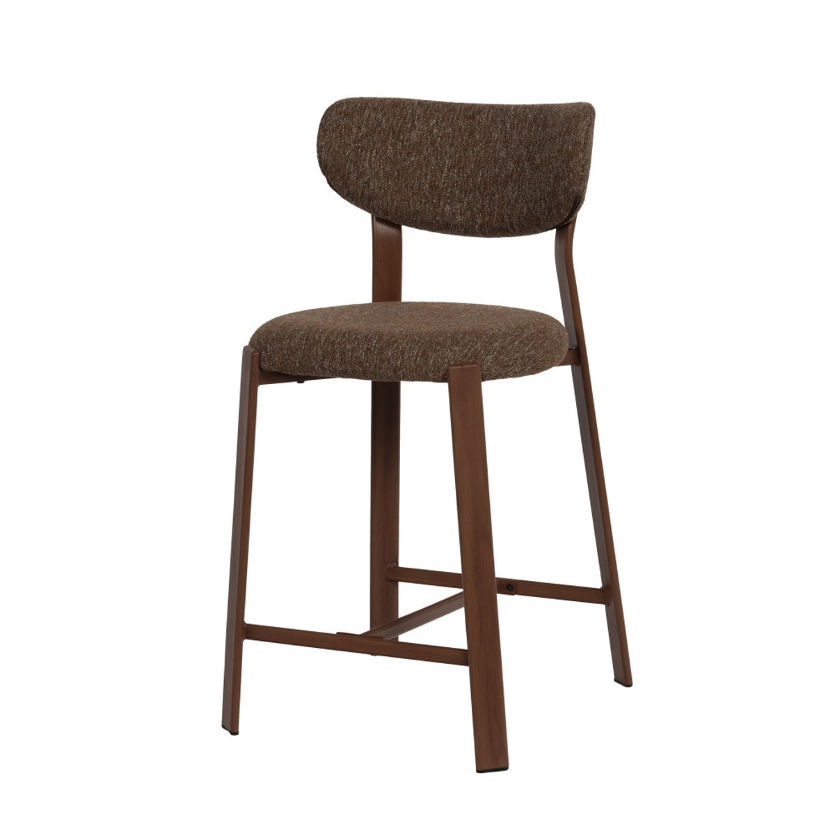 Tabouret de bar Gleen assise 65 cm en bouclette marron, AMADEUS