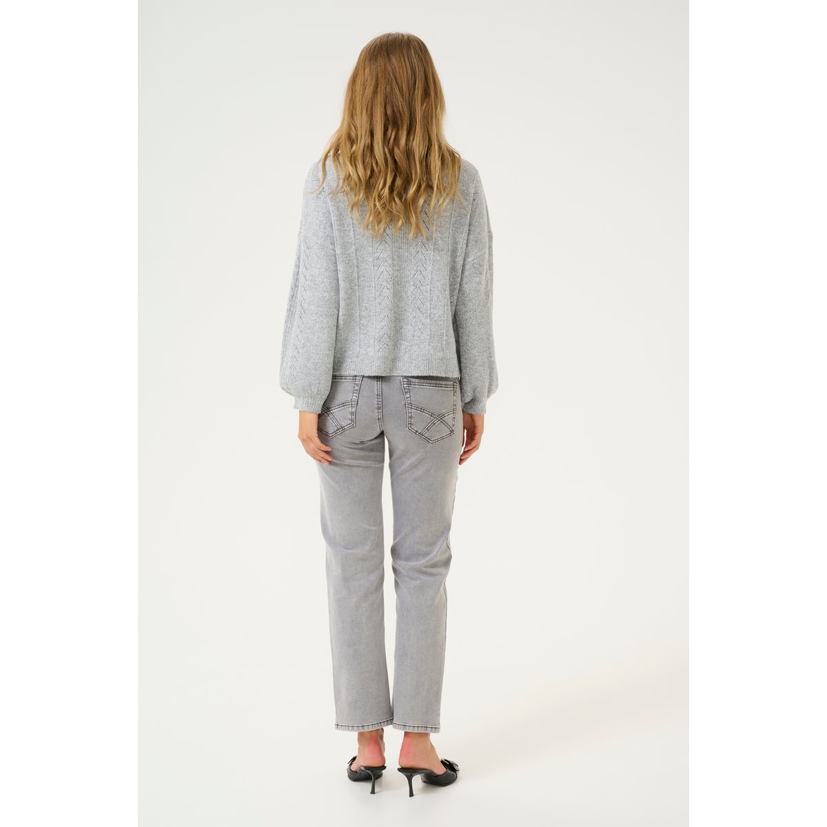 Cardigan à tricot gris light grey melnage, CREAM