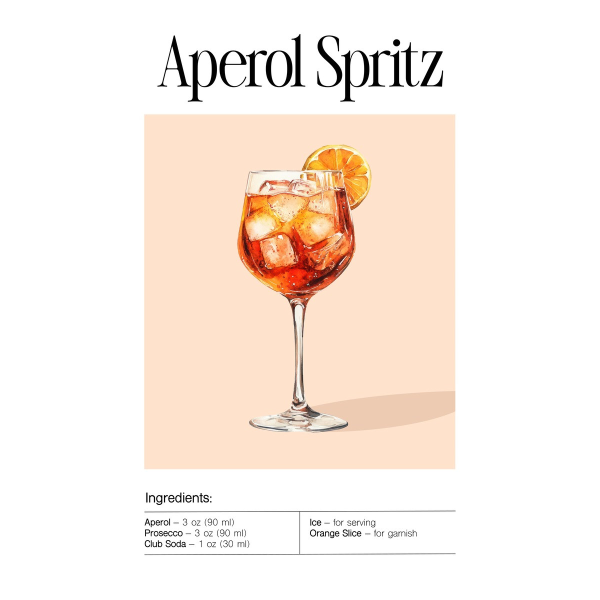 Tableau Mural Aperol Spritz COCKTAIL tableau en verre synthétique, CEANOTHE