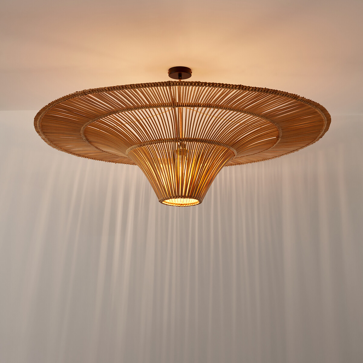 Decken-/Hängeleuchte Junita, Rattan, Ø 120 cm natur, LA REDOUTE INTERIEURS