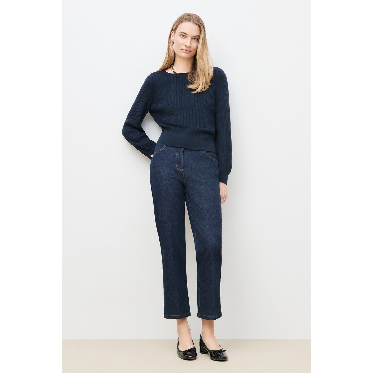 Pull droit col bateau MBETSY bleu marine, CAROLL