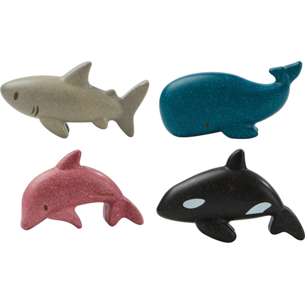 Lot de 4 figurines animaux de la mer bleu, rose, gris, PLAN TOYS
