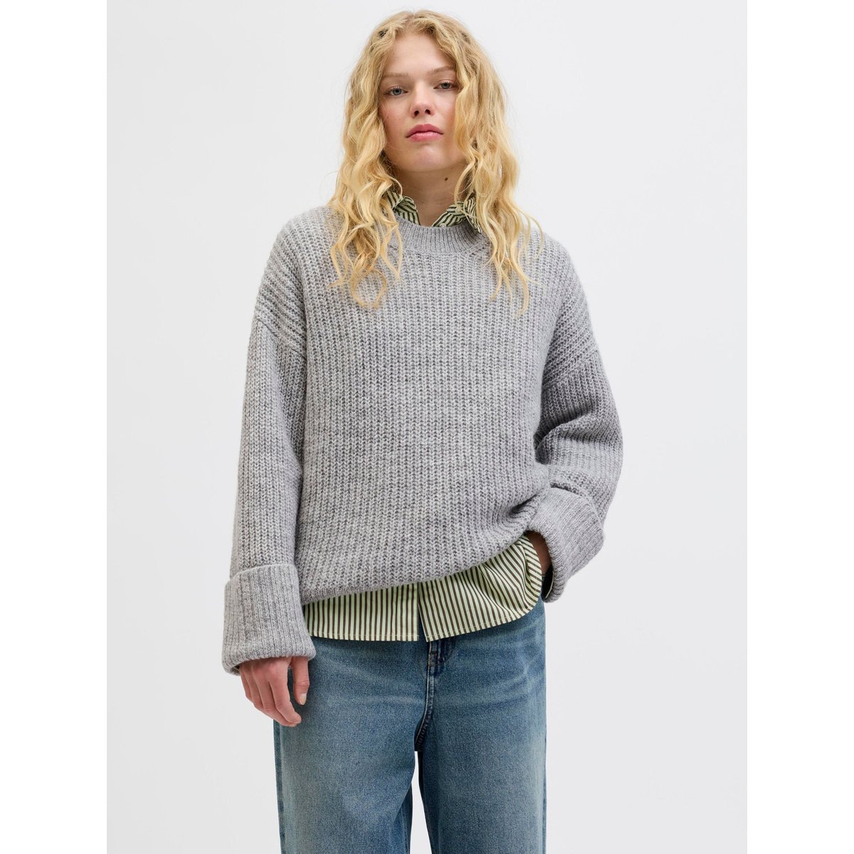 Pull En Maille light grey melange 1, JJXX