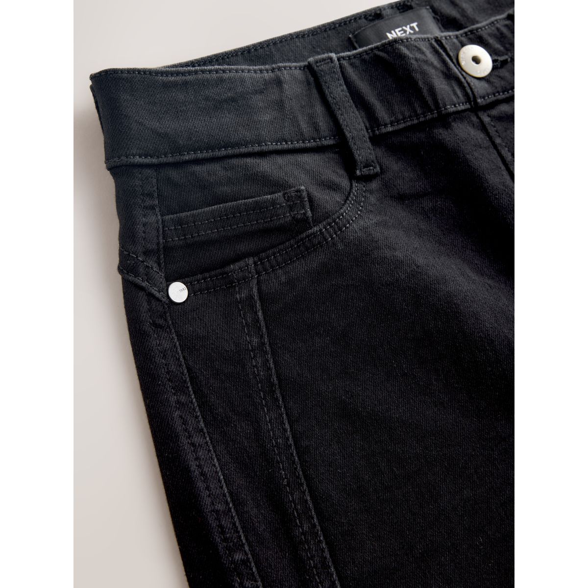 Jean large taille haute à enfiler coupe flexi noir, NEXT