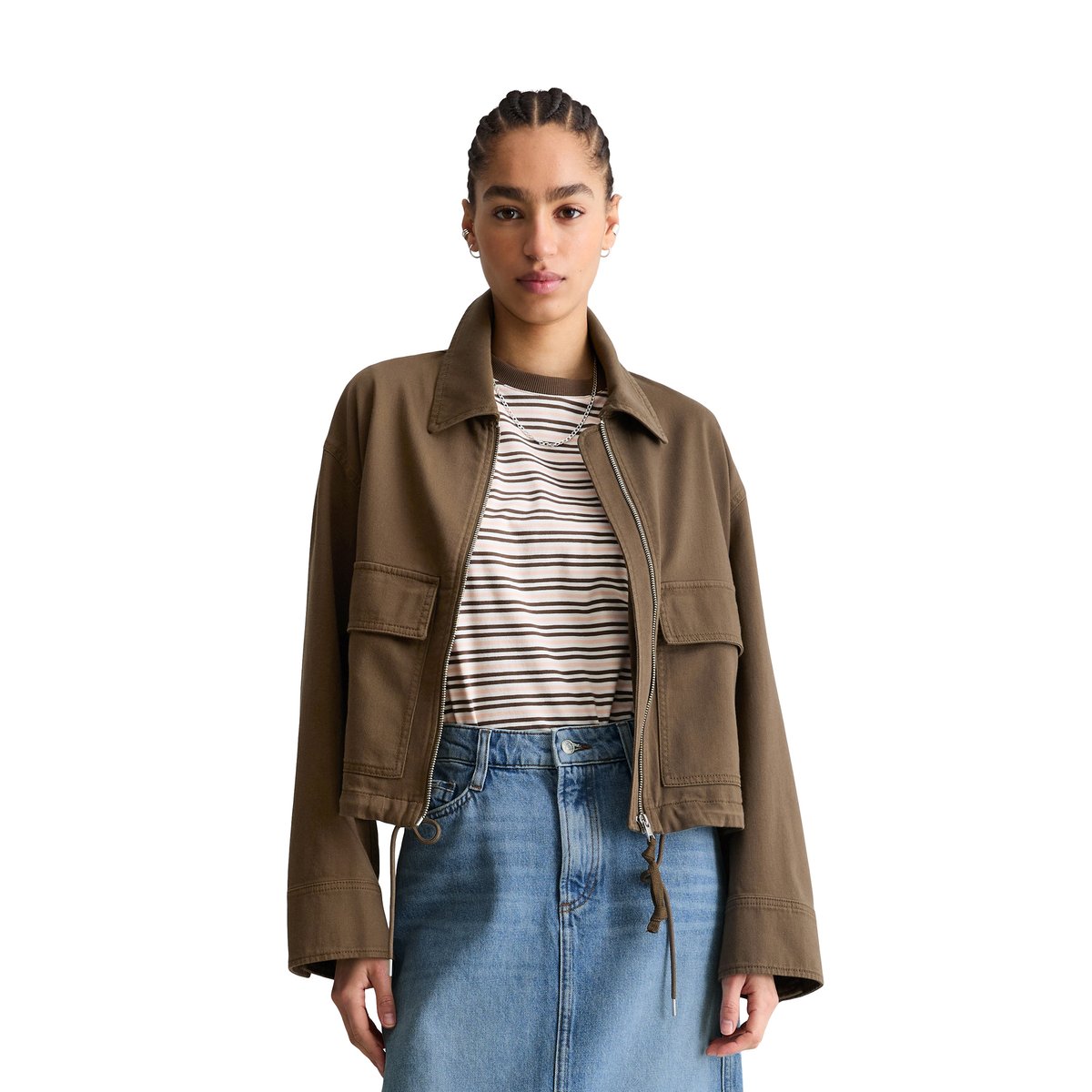 Veste en sergé regular en coton organique-lyocell stretch marron foncé, MARC O’POLO DENIM