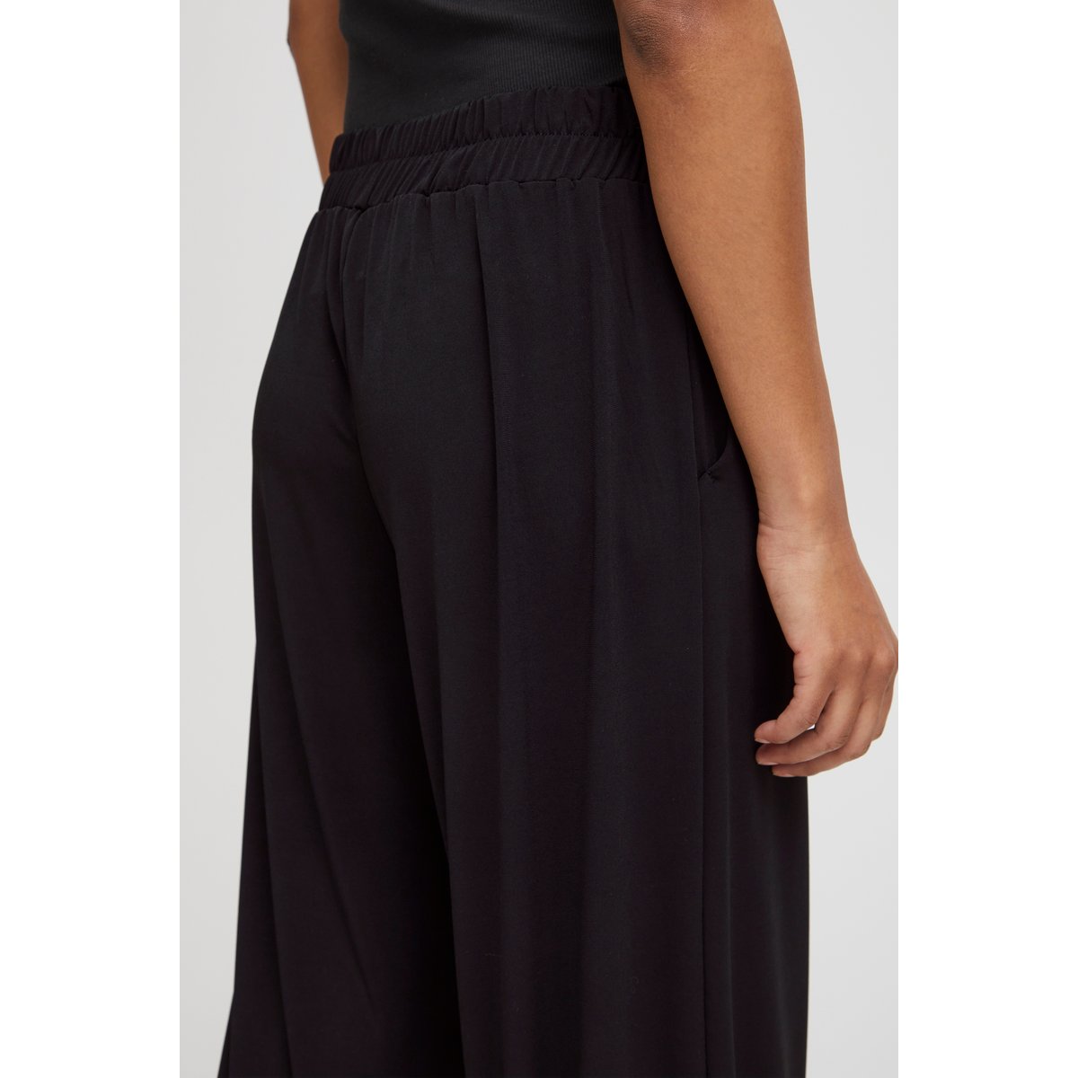 Pantalon coupe large, taille élastique noir, ICHI
