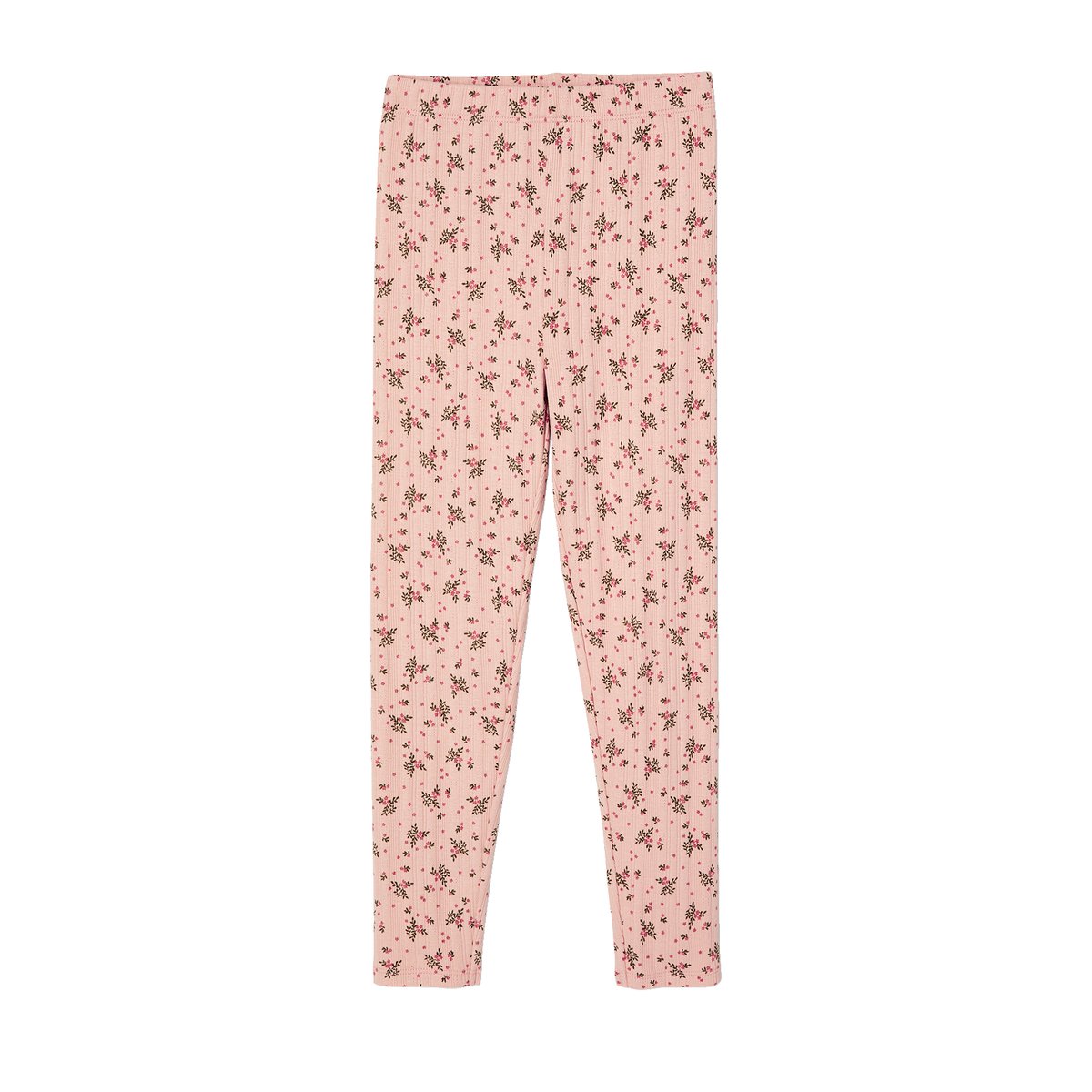 Legging à fleurs maille pointelle rose poudré, VERTBAUDET